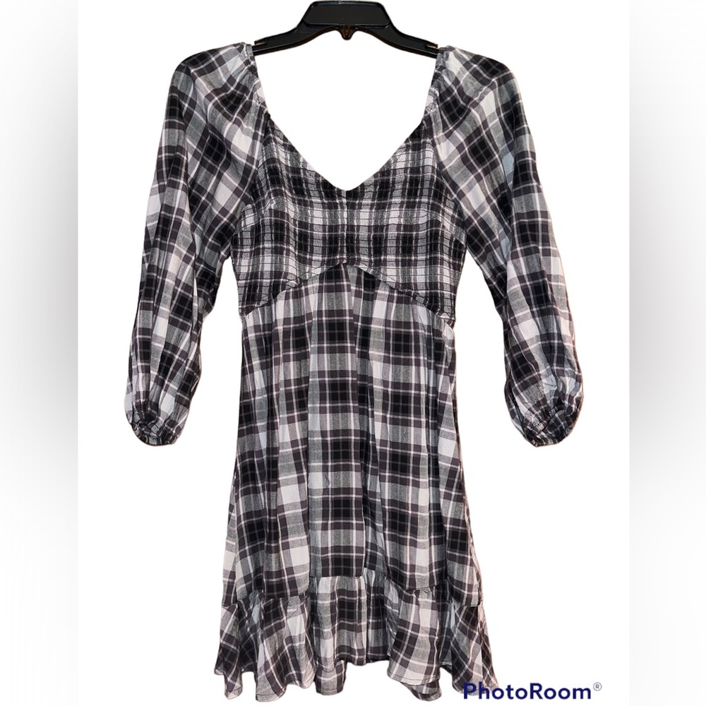 Hollister Plaid Smocked Mini Dress - Size S